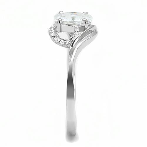 Rhodium 925 Sterling Silver Ring with AAA Grade CZ in Clear