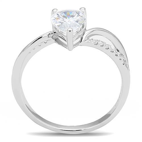 Rhodium 925 Sterling Silver Ring with AAA Grade CZ in Clear