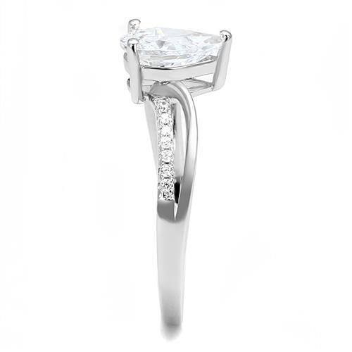 Rhodium 925 Sterling Silver Ring with AAA Grade CZ in Clear