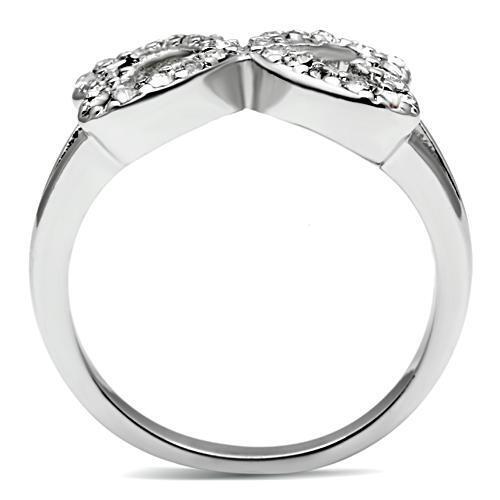 3W189 - Rhodium Brass Ring with Top Grade Crystal  in Clear