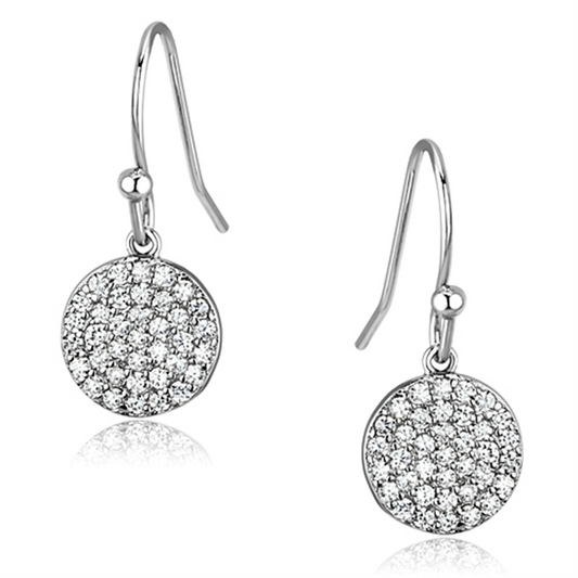 3W369 - Rhodium Brass Earrings with AAA Grade CZ  in Clear