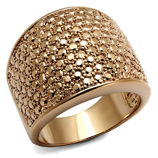 3W935 - IP Rose Gold(Ion Plating) Brass Ring with AAA Grade CZ  in Metallic Light Gold