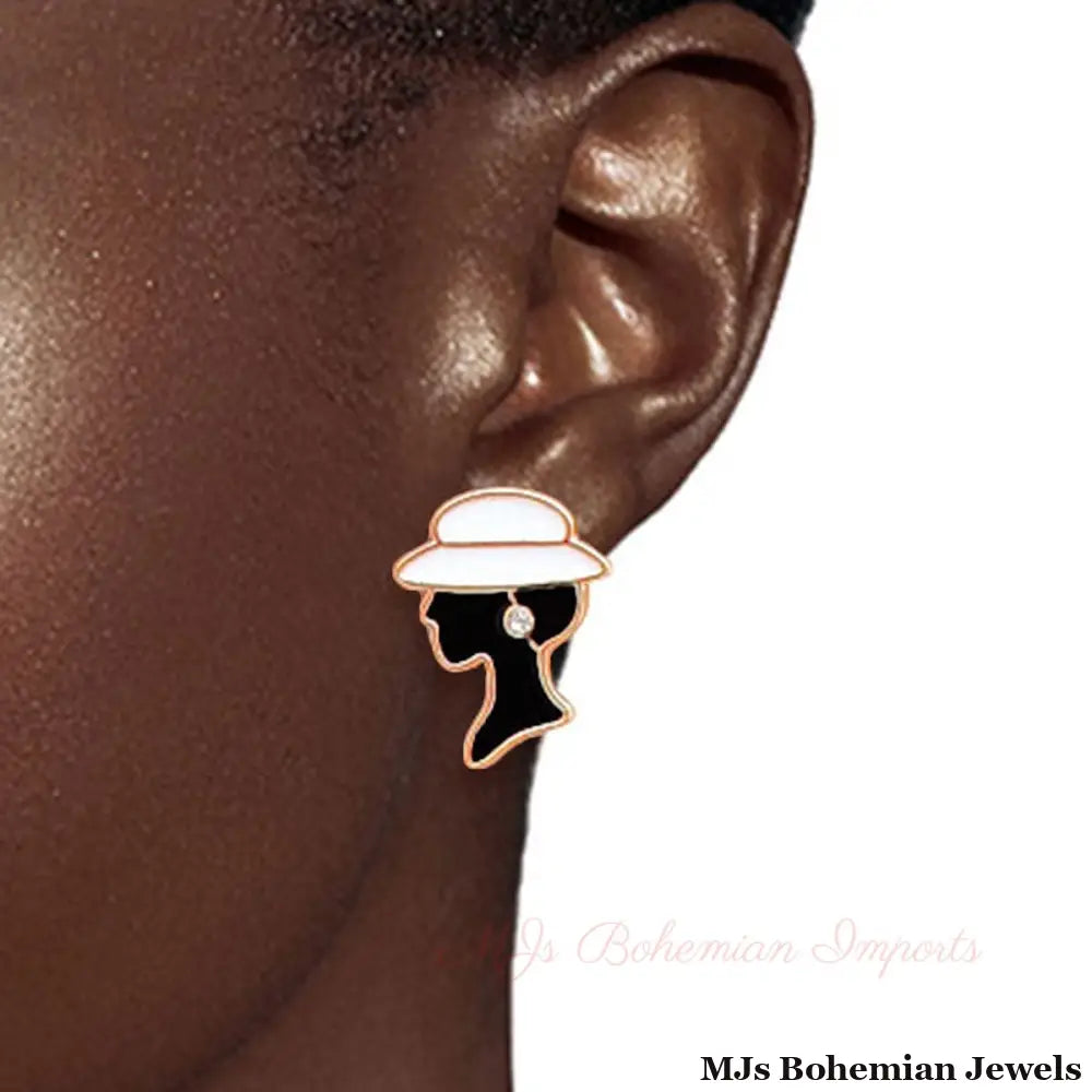 3Pcs Designer-Inspired Lady Silhouette and Charm Stud Sets