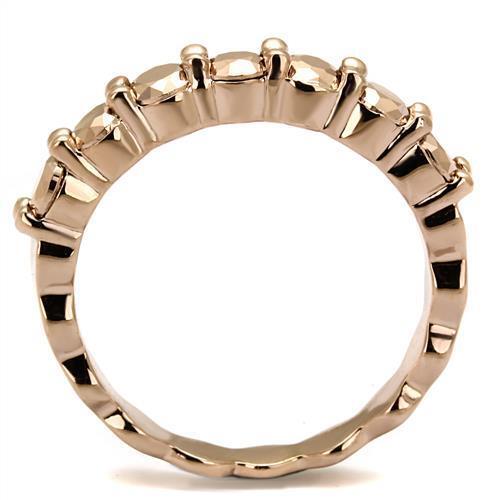 3W1195 - IP Rose Gold(Ion Plating) Brass Ring with AAA Grade CZ  in Metallic Light Gold