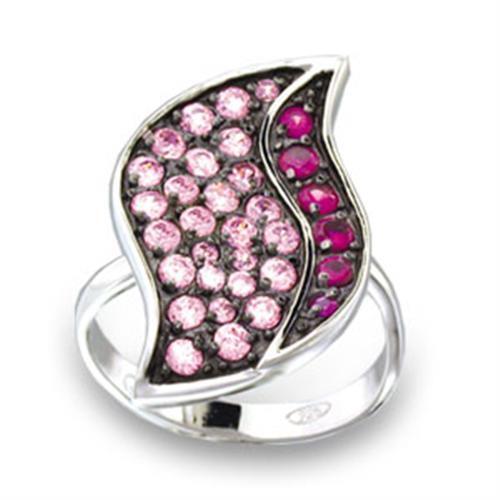 925 Sterling Silver Ring with AAA Grade CZ in Multi Color Size 10