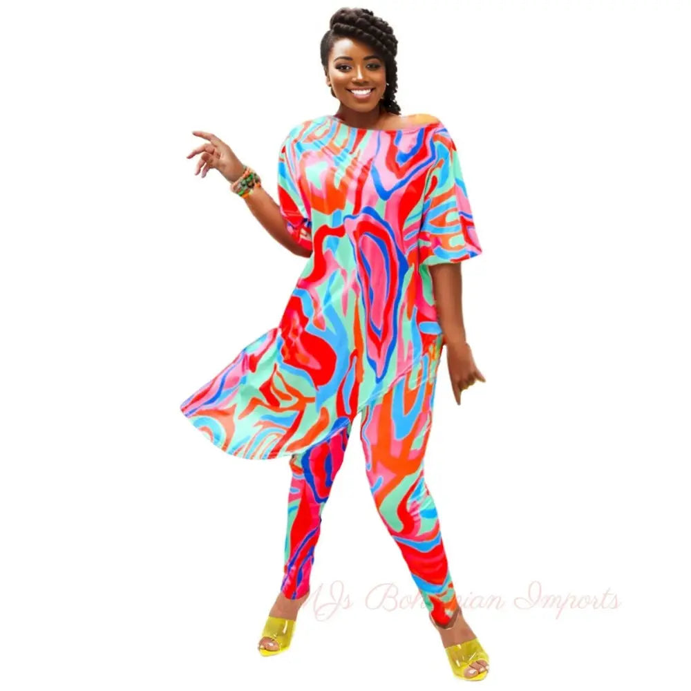 4XL Rainbow Asymmetric Set