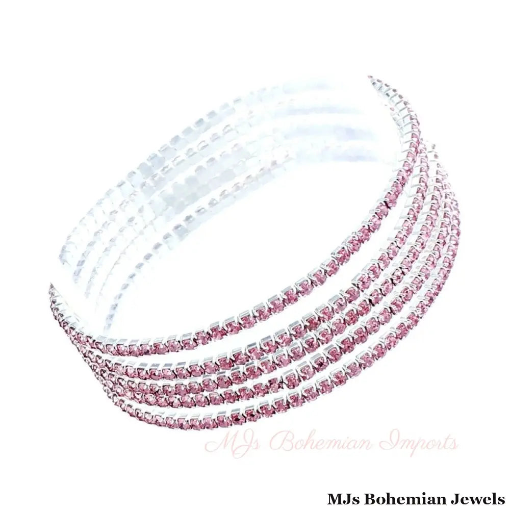 5 Strand Pink and Silver Bracelets