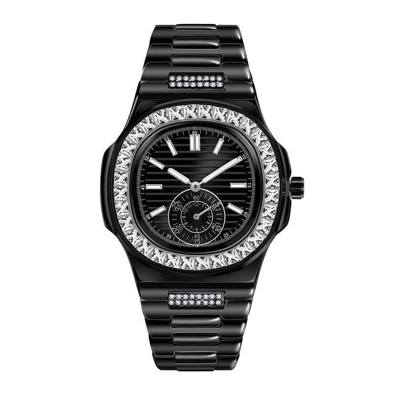 Men's Diamond Watches Fashion Alloy Band Gift Timepieces