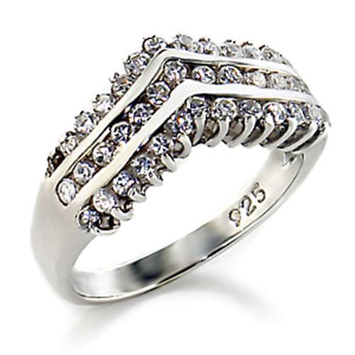 High-Polished 925 Sterling Silver Ring with AAA Grade CZ in Clear Size 5