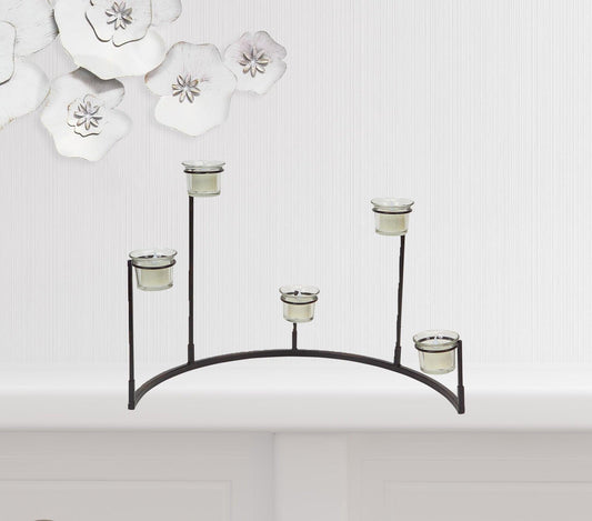 Set of Four Black Metal Centerpiece Votive Candle Holders