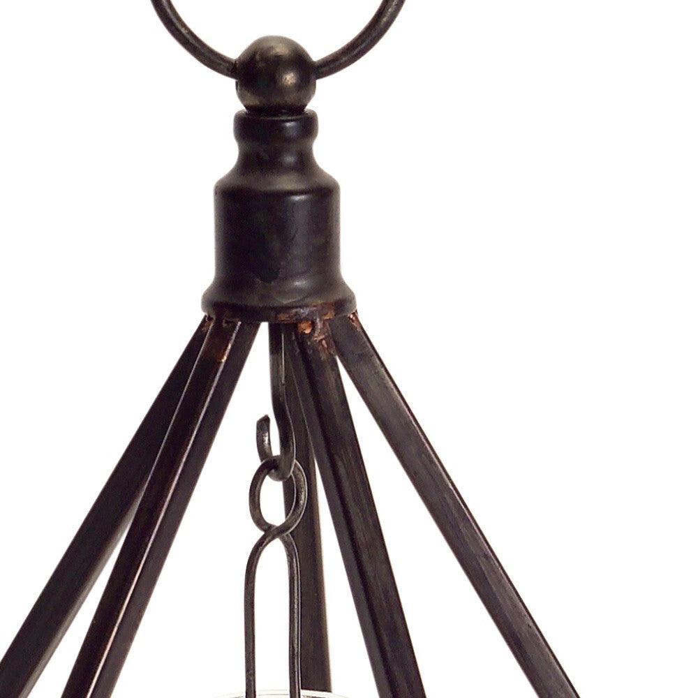 Set of Two Black Metal Geometric Tabletop Tealight Candle Holders