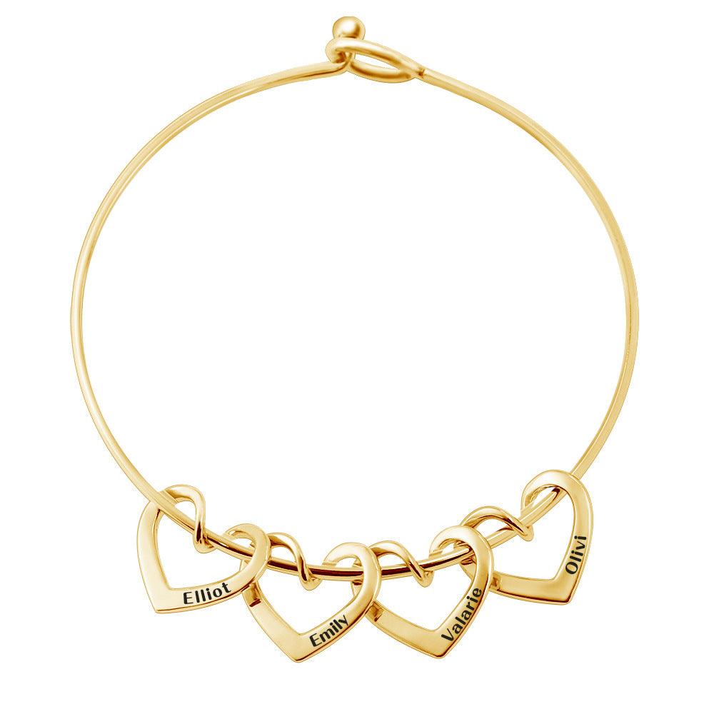 Color: Golden, style: 2peach hearts round buckle - Family Bracelet And Heart Pendant