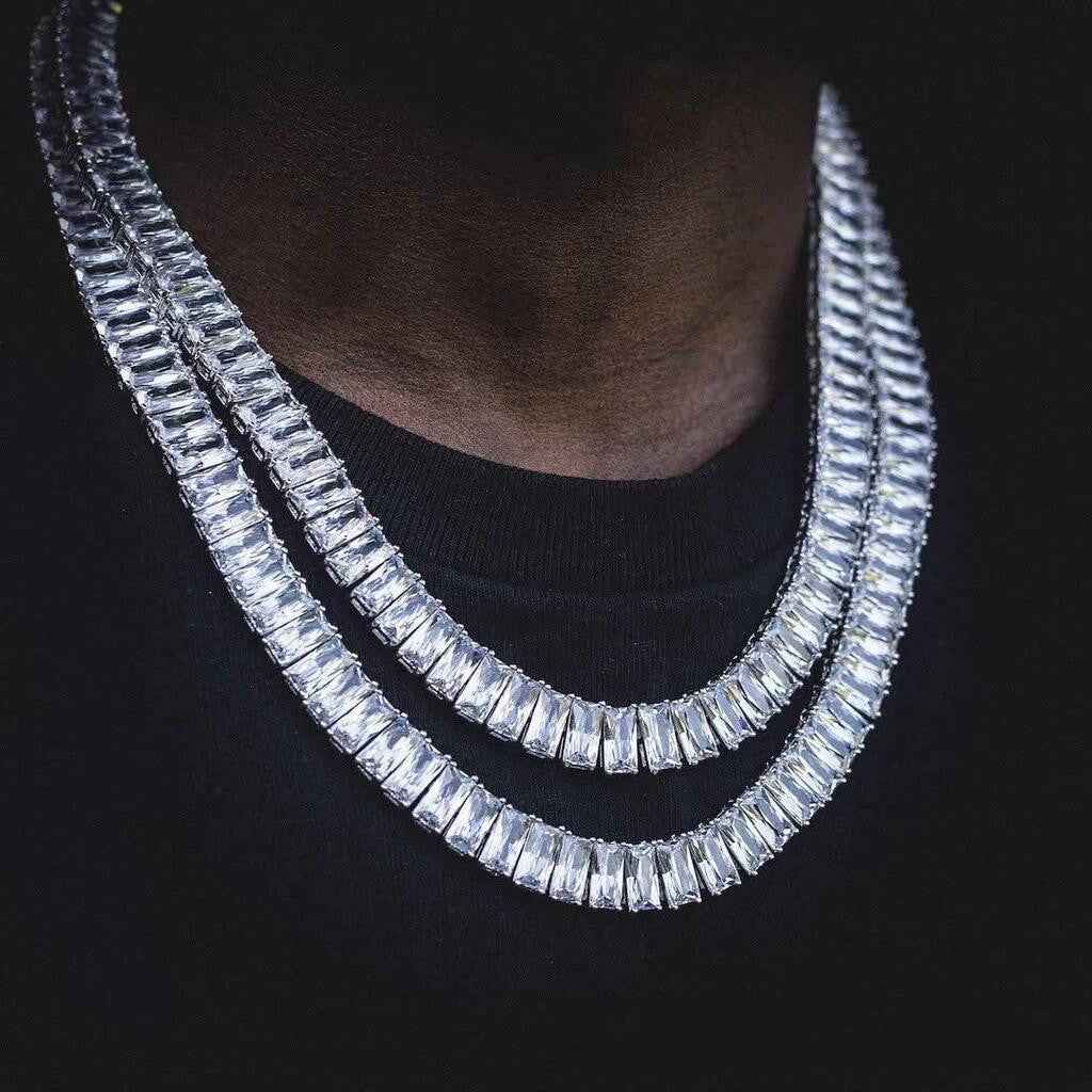 Men's Hip-Hop Zirconia Necklace in Copper Alloy Rectangular Design