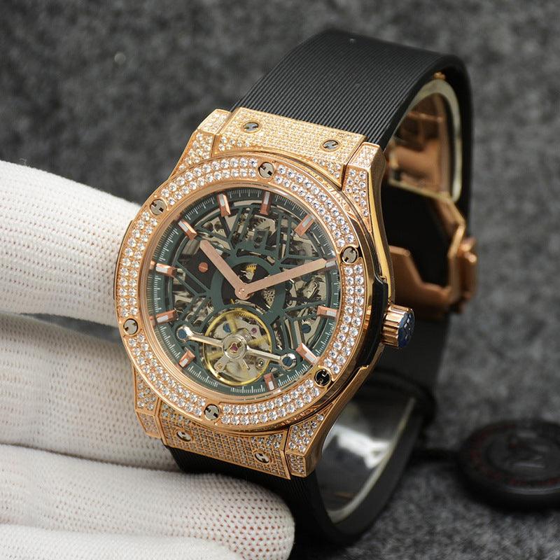 Color: 4Color - Men's And Women's Fashion Crystal Case Hollow Automatic Mechanical Watch