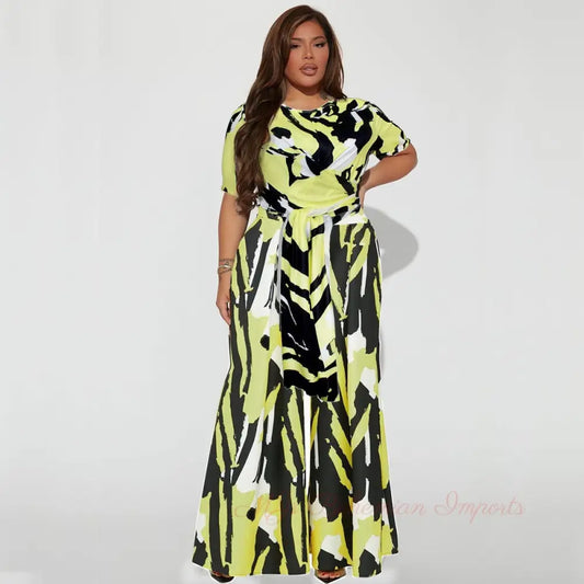 5XL Yellow Black Outfit Set