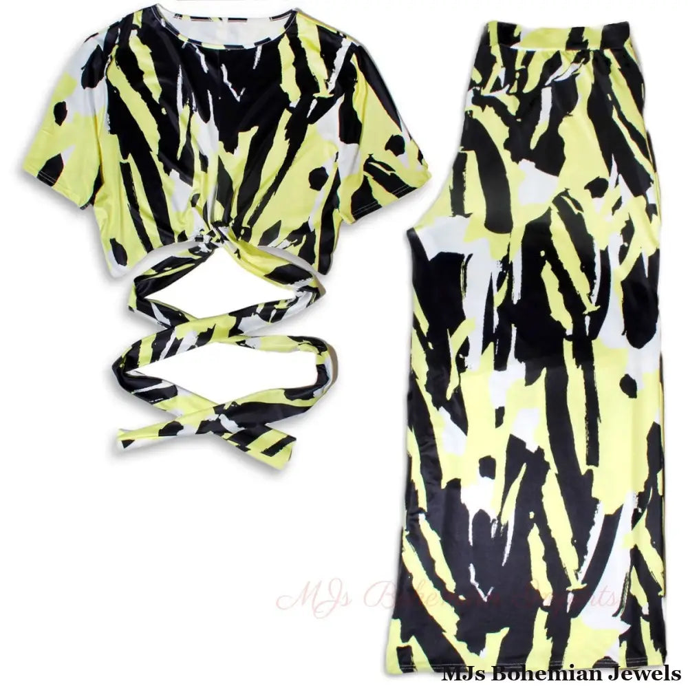 5XL Yellow Black Outfit Set