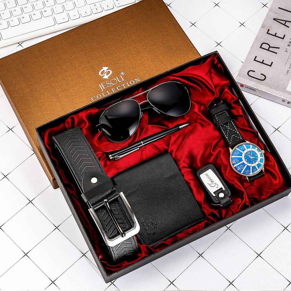 Mens Gift Set: Elegant Watch, Belt, and Wallet for Him - Perfect Men's Gift Set