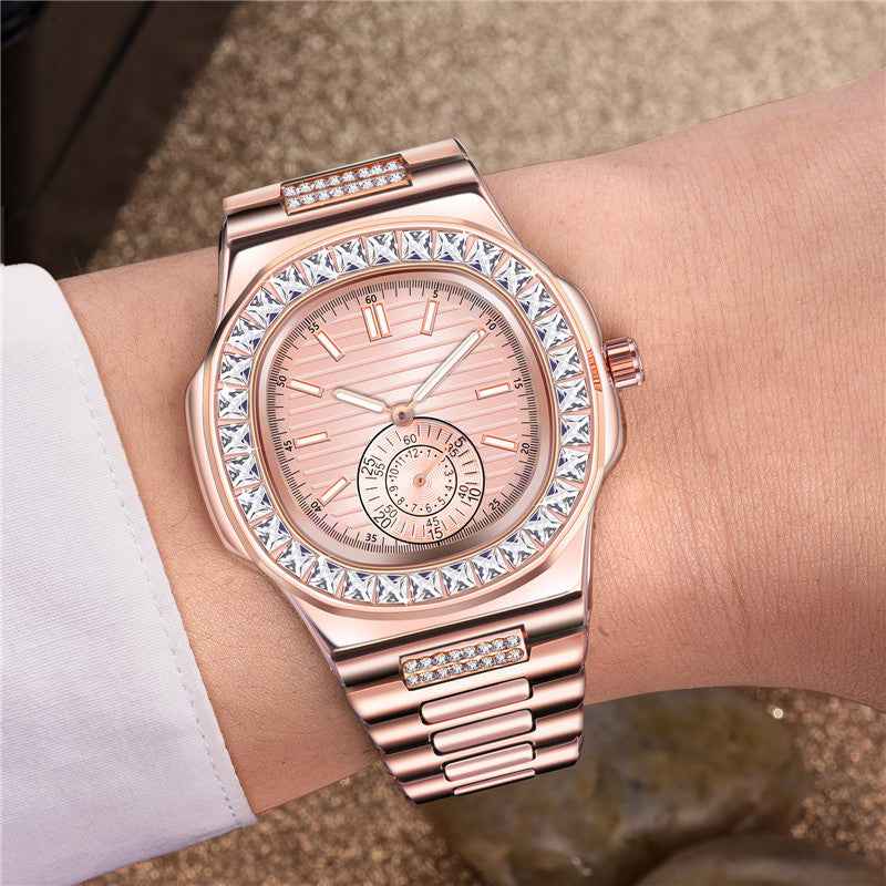 Men's Diamond Watches Fashion Alloy Band Gift Timepieces