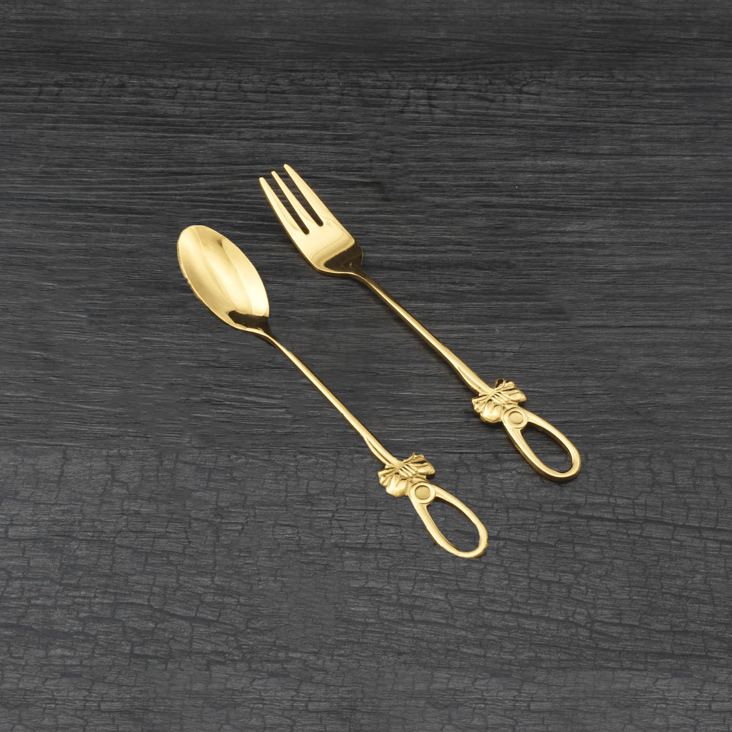 style: Spoon and fork - Stainless steel spoon fork set butterfly stainless steel coffee spoon, creative Japanese and Korean tableware, gold-plated stainless steel spoon fork