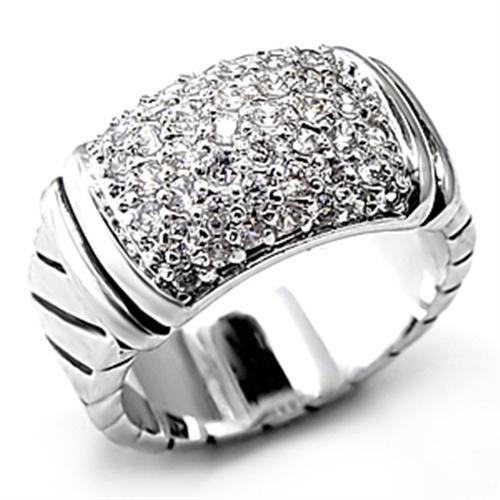 Rhodium Brass Ring with AAA Grade CZ  in Clear