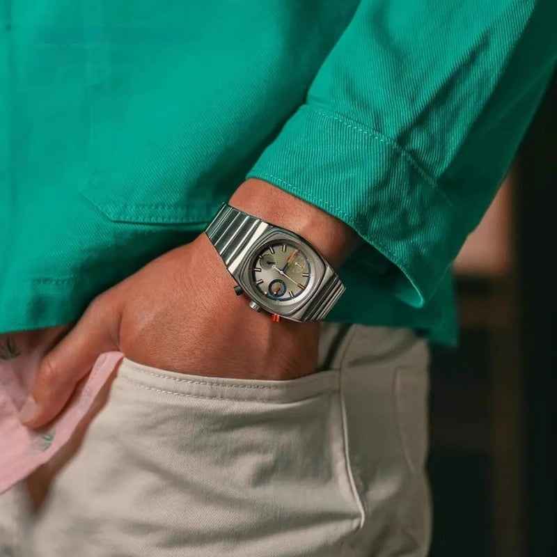 Men’s Sports Mechanical Watch - Silver/Red/Blue Steel Automatic