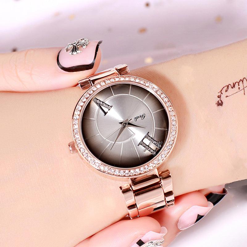 Color: Rose gold white - Colorful Bright Quartz Watch