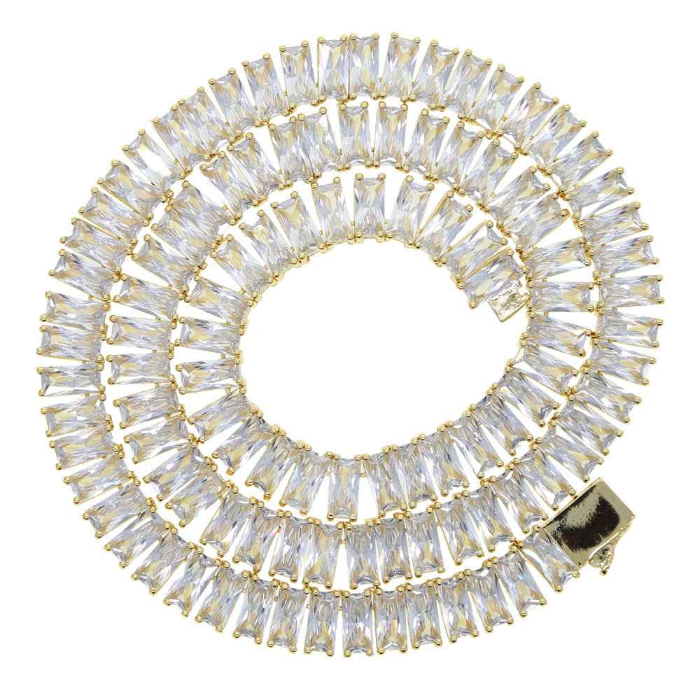 Men's Hip-Hop Zirconia Necklace in Copper Alloy Rectangular Design