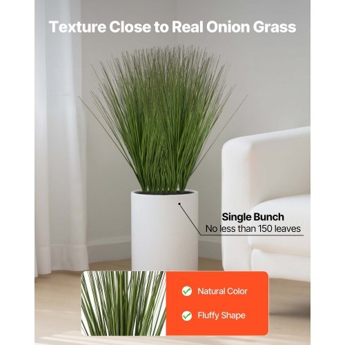 Artificial Grass Plant, 27 inch Faux Onion Grass Fake Greenery Shrubs Plant, Premium PVC for Indoor Outdoor House Home Garden Office Room D?cor, Housewarming, 8 Pack Green