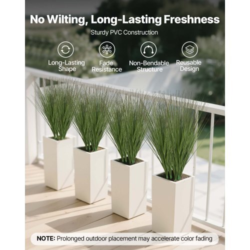 Artificial Grass Plant, 27 inch Faux Onion Grass Fake Greenery Shrubs Plant, Premium PVC for Indoor Outdoor House Home Garden Office Room D?cor, Housewarming, 8 Pack Green