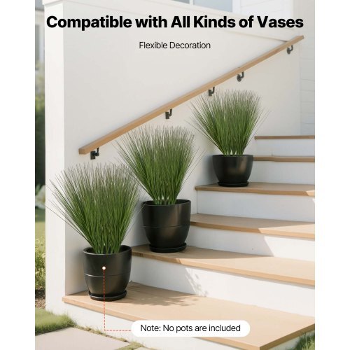 Artificial Grass Plant, 27 inch Faux Onion Grass Fake Greenery Shrubs Plant, Premium PVC for Indoor Outdoor House Home Garden Office Room D?cor, Housewarming, 8 Pack Green