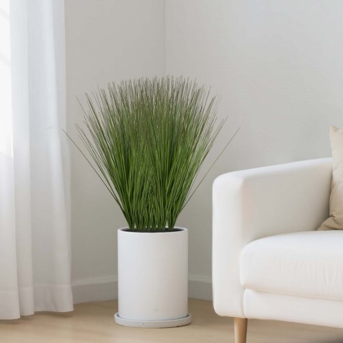 Artificial Grass Plant, 27 inch Faux Onion Grass Fake Greenery Shrubs Plant, Premium PVC for Indoor Outdoor House Home Garden Office Room D?cor, Housewarming, 8 Pack Green