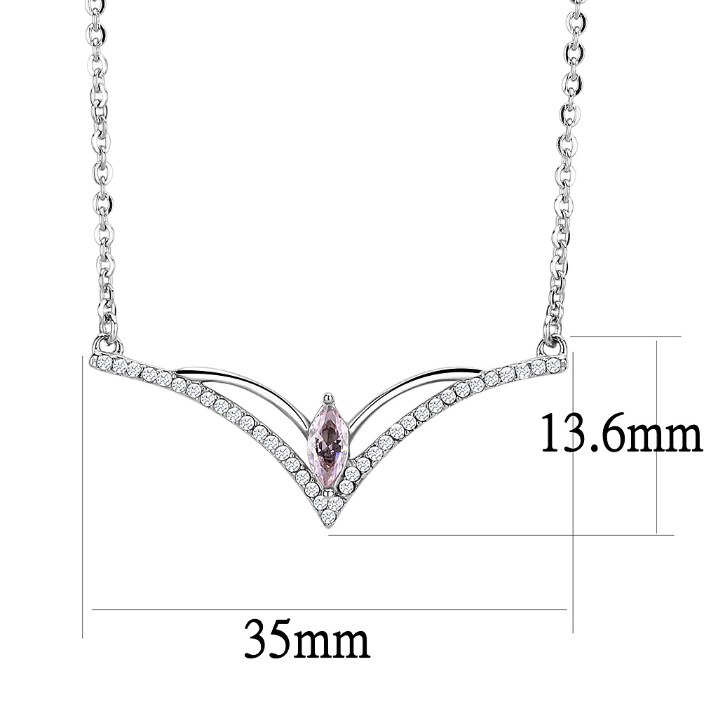 High polished Stainless Steel Chain Pendant with AAA Grade CZ in Light Rose 18"+2"
