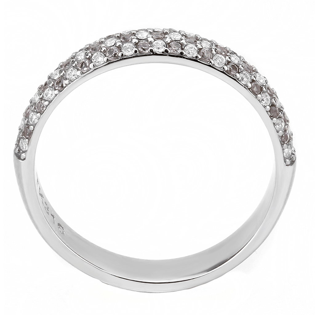 DA231 - High polished (no plating) Stainless Steel Ring with AAA Grade CZ  in Multi Color