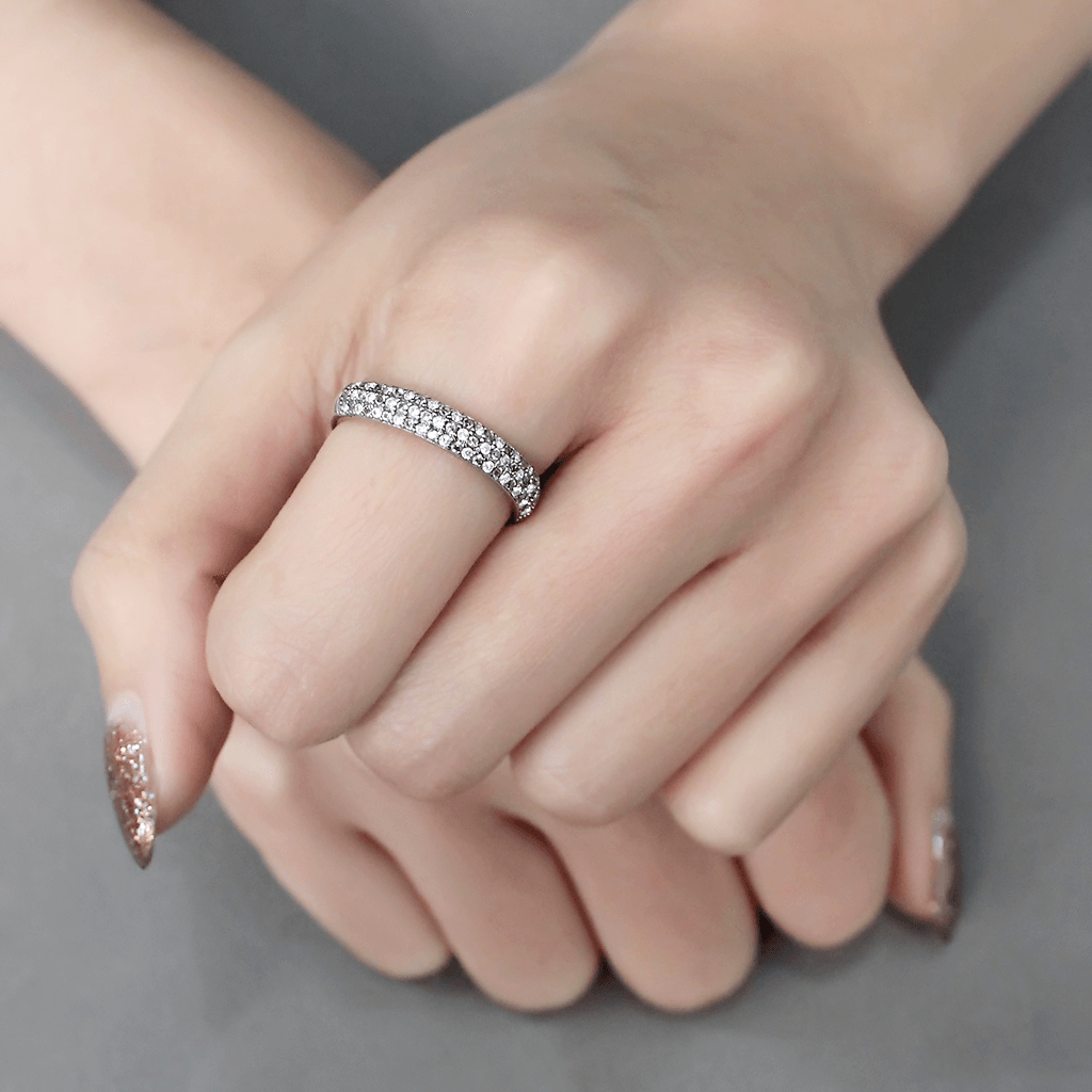 DA231 - High polished (no plating) Stainless Steel Ring with AAA Grade CZ  in Multi Color