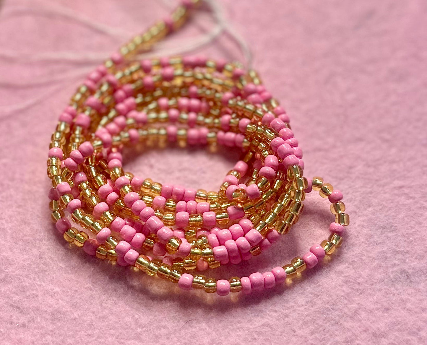 Pink and Gold Waistbeads