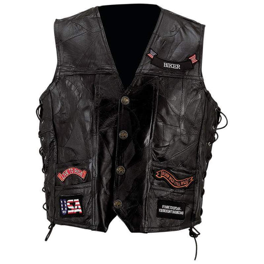 Leather vest w/ 14 patches
