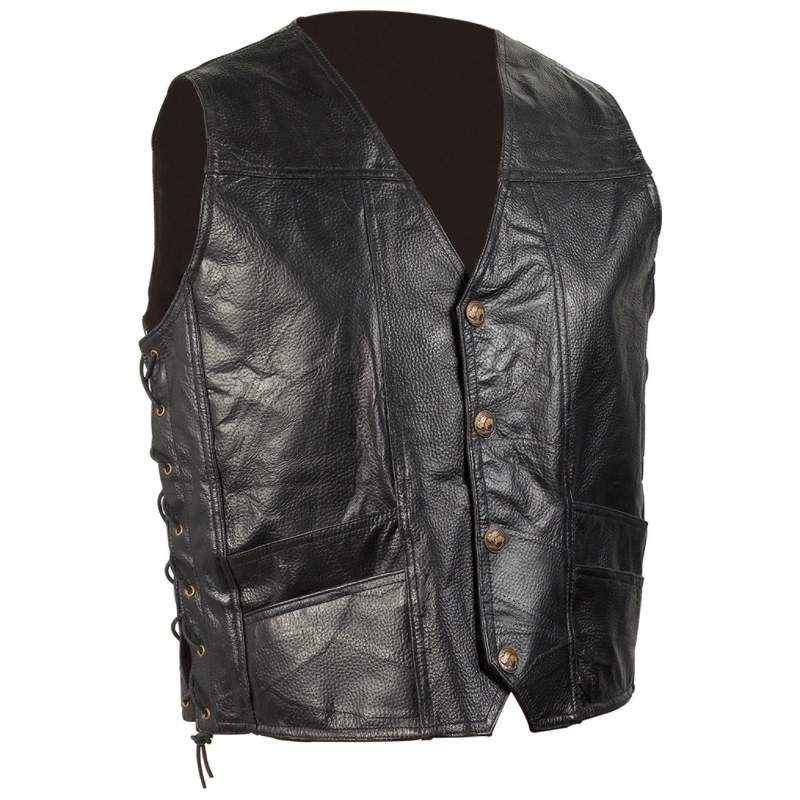 Grain leather biker vest-3x