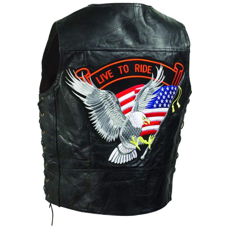 Grain leather biker vest-3x