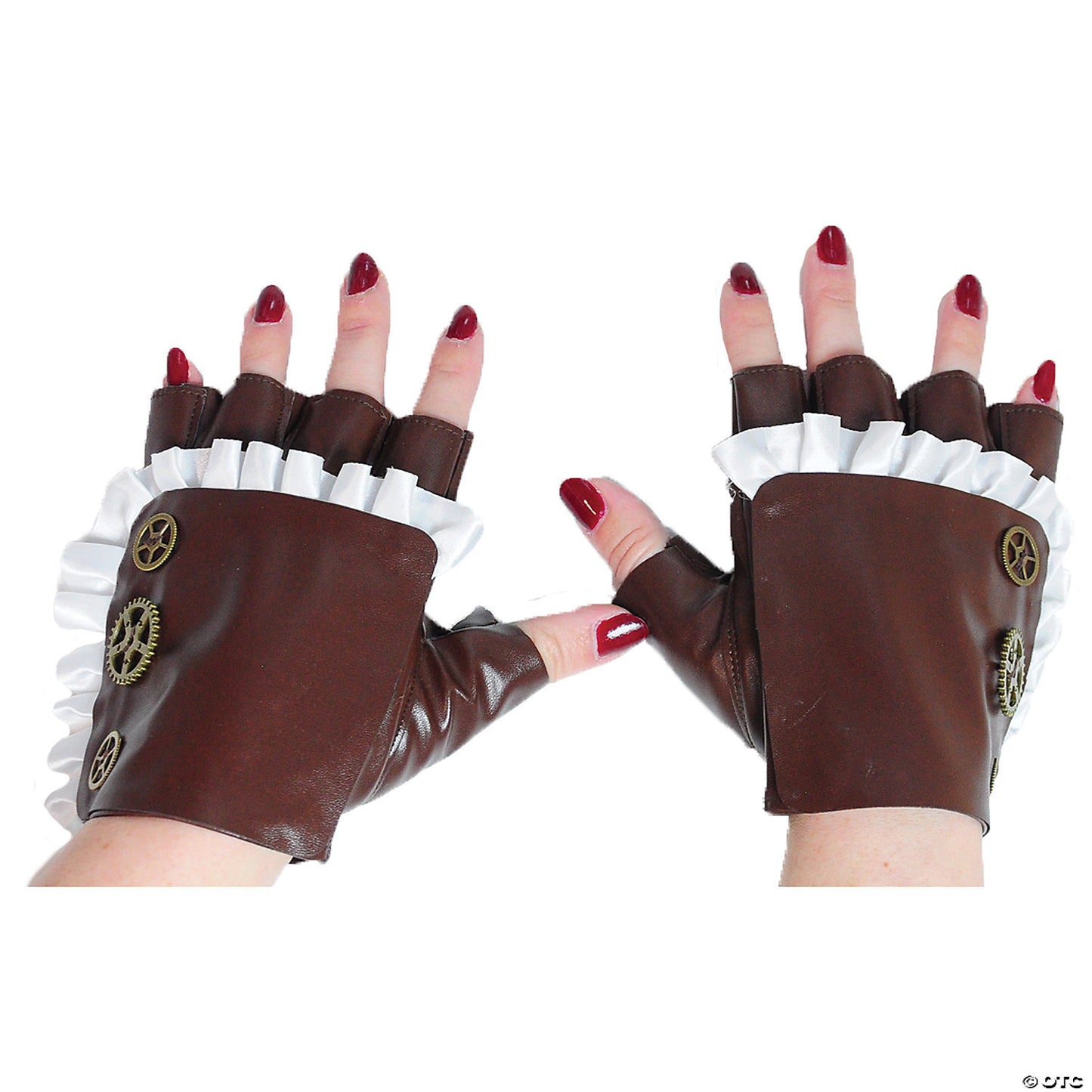 Gloves with ruffle and gears