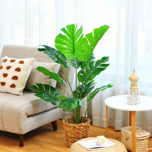 Artificial Monstera Deliciosa Tree with 10 Leaves – Set of 2 (Green)