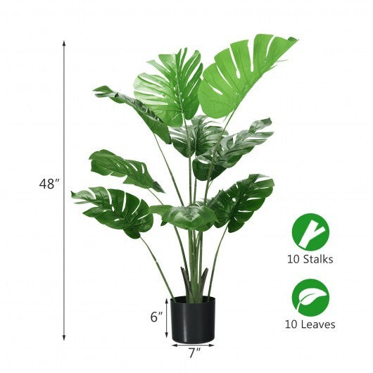 Artificial Monstera Deliciosa Tree with 10 Leaves – Set of 2 (Green)