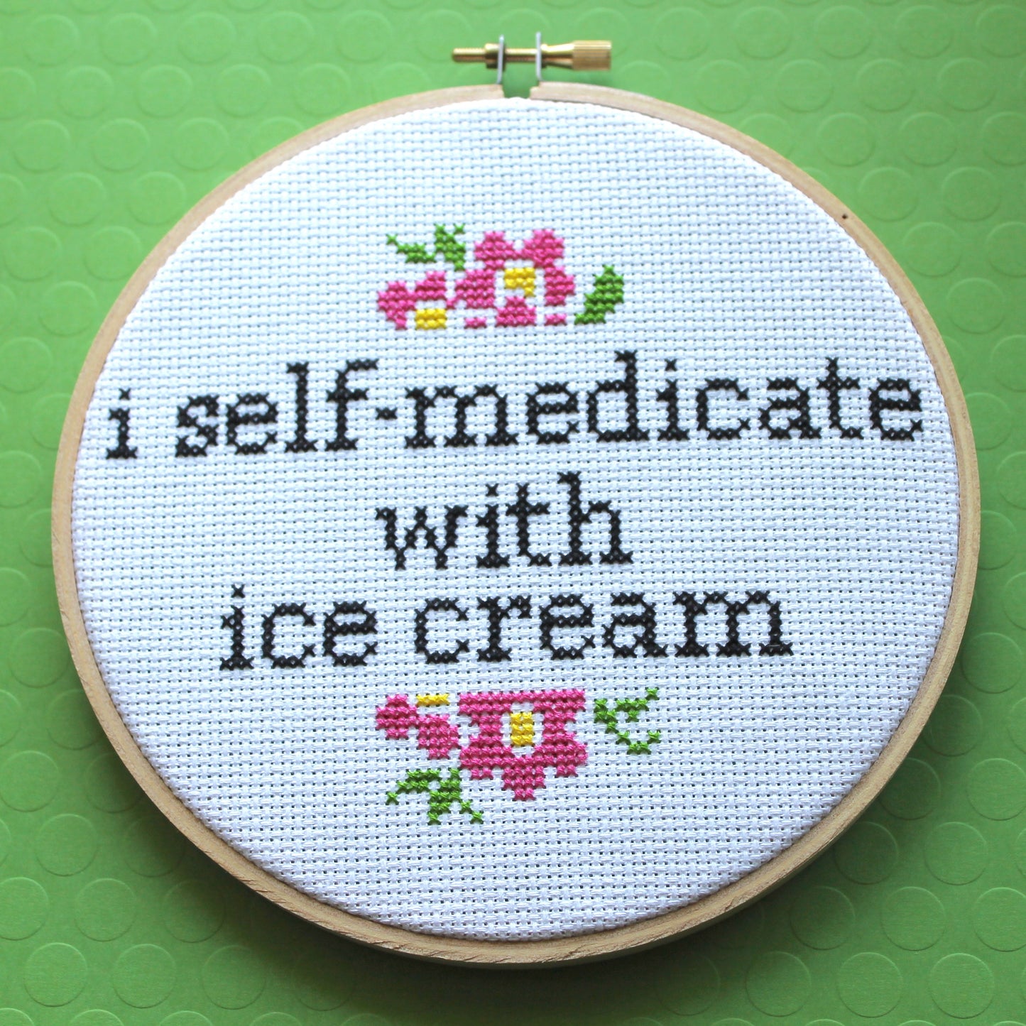 I Self-Medicate With Ice Cream Counted Cross Stitch DIY KIT Intermediate