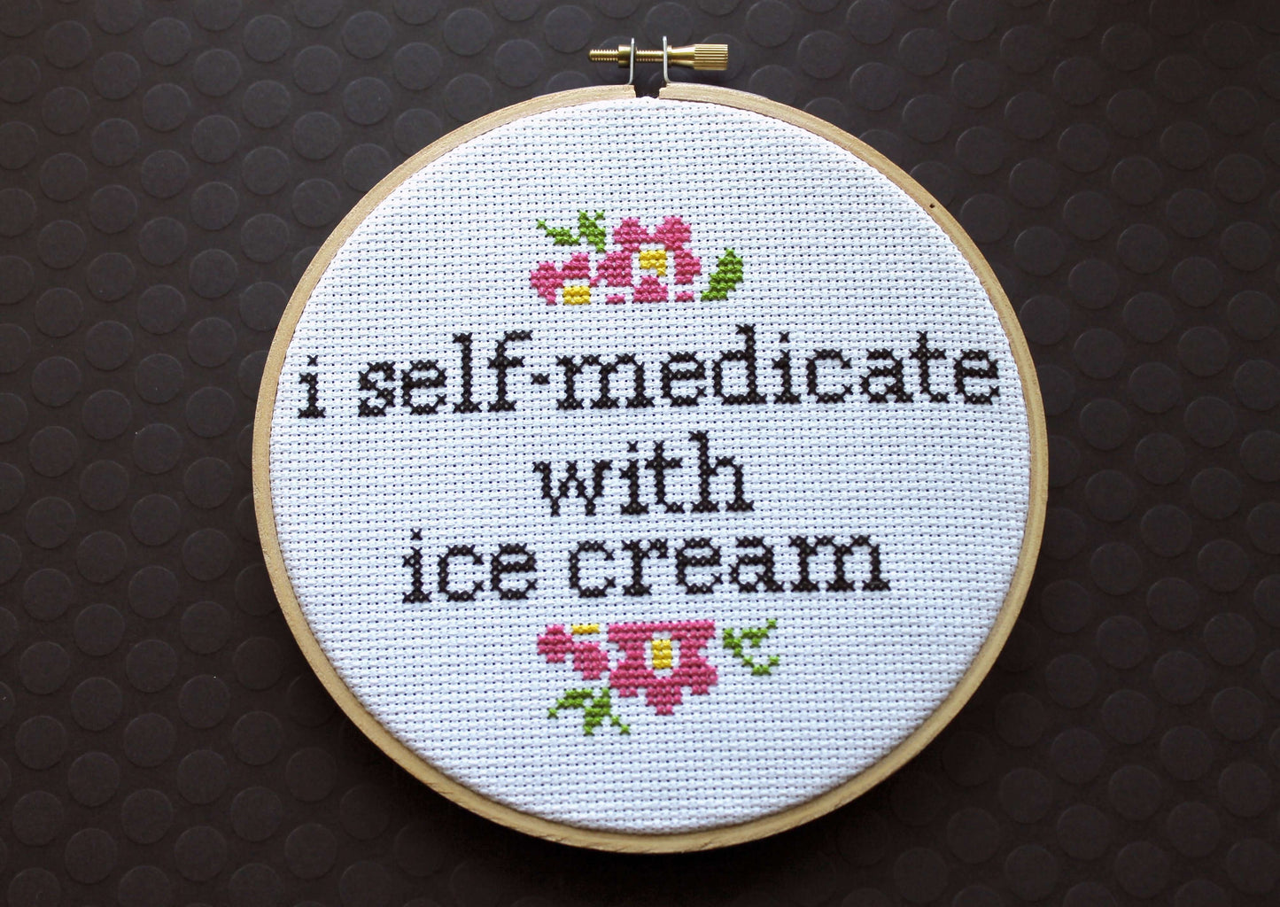 I Self-Medicate With Ice Cream Counted Cross Stitch DIY KIT Intermediate