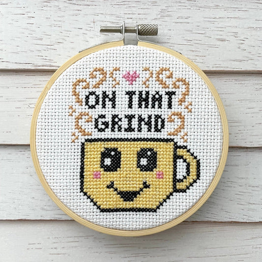 On That Grind Coffee Cross Stitch Kit