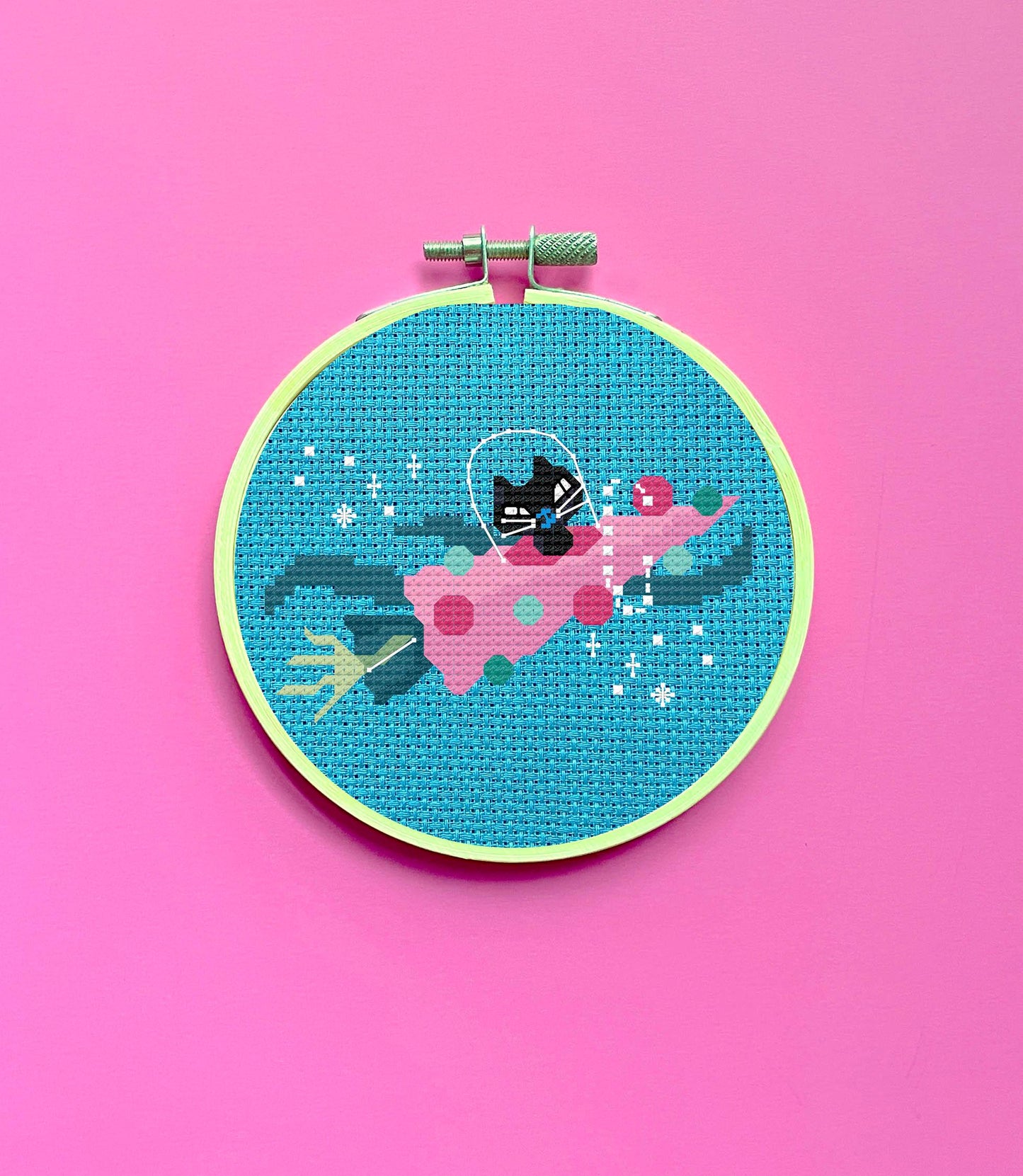 Rocket Kitty by Fluff Counted Cross Stitch Kit