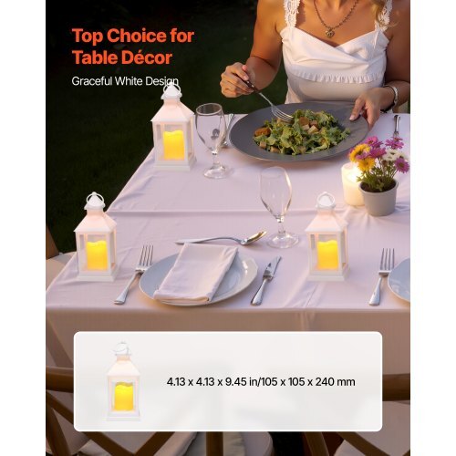 12 Pcs Decorative Candle Lantern, LED Electric Flameless Candle, Plastic LED Holder with Glass, Wall Hanging Indoor Porch Lanterns for Wedding Table Party Farmhouse Indoor Decor, White