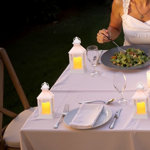 12 Pcs Decorative Candle Lantern, LED Electric Flameless Candle, Plastic LED Holder with Glass, Wall Hanging Indoor Porch Lanterns for Wedding Table Party Farmhouse Indoor Decor, White