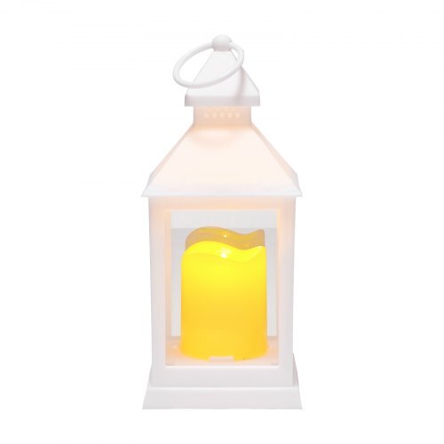 12 Pcs Decorative Candle Lantern, LED Electric Flameless Candle, Plastic LED Holder with Glass, Wall Hanging Indoor Porch Lanterns for Wedding Table Party Farmhouse Indoor Decor, White