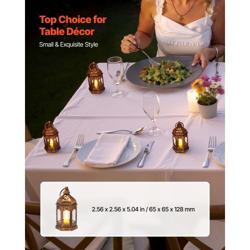 12 Pcs Decorative Candle Lantern, LED Electric Flameless Candle, Plastic LED Holder with Glass, Wall Hanging Indoor Porch Lanterns for Wedding Table Party Farmhouse Indoor Decor, Bronze