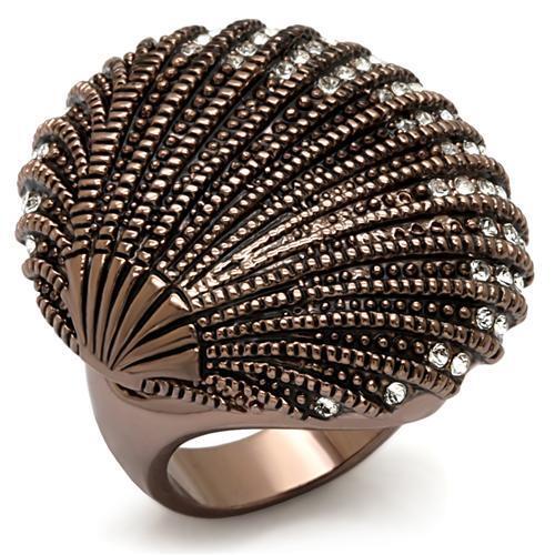 Chocolate Gold Brass Ring with Top Grade Crystal  in Clear